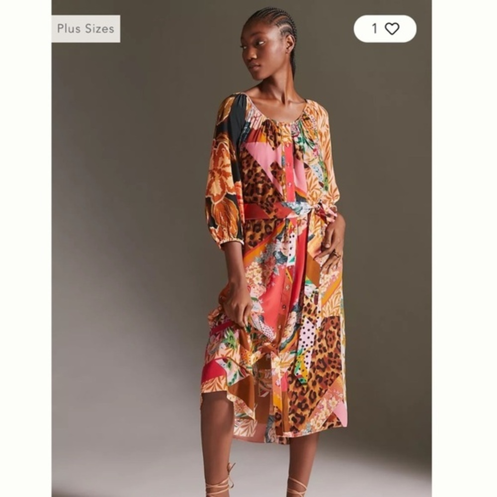 RARE Anthropologie Geisha Designs Collage Midi Dress Size XXS